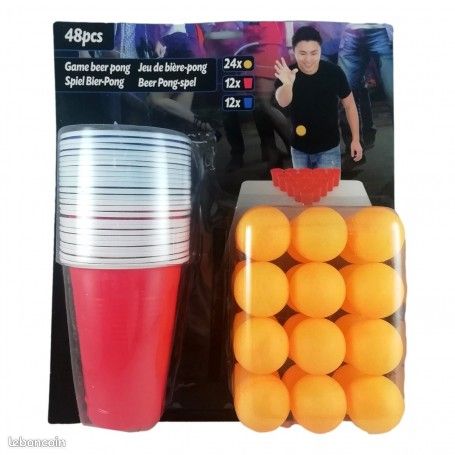 KESSER® Beer Pong Set de table avec jeu de cartes à boire - Avec 100