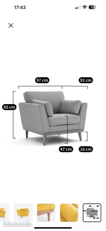 Grand fauteuil jaune modèle Tasie (image 3)