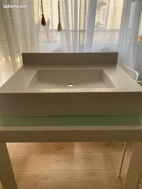 Lavabo 80cm minéral blanc (image 1)