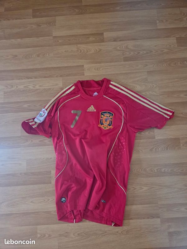 Adidas M 2008-10 Spain Home Soccer Football Jersey #7 David Villa
