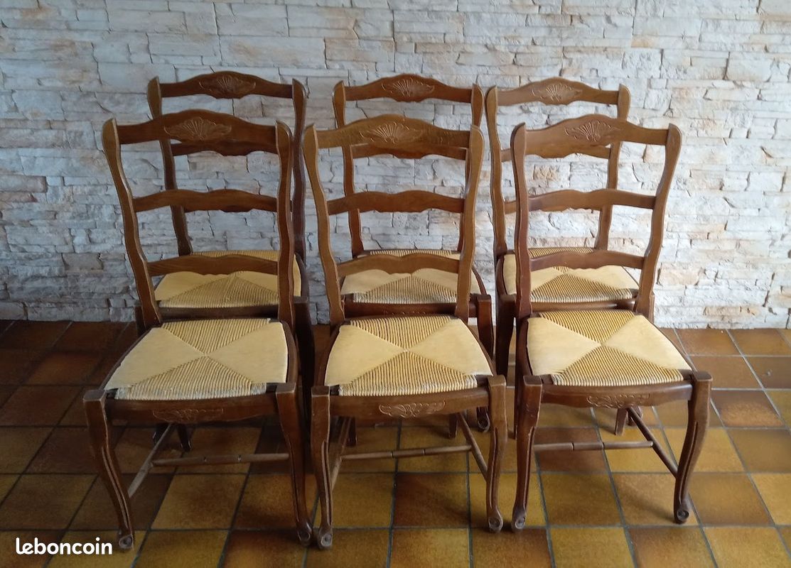 Chaise en bois avec assise en paille de noyer foncé Paesana | Leroy Merlin