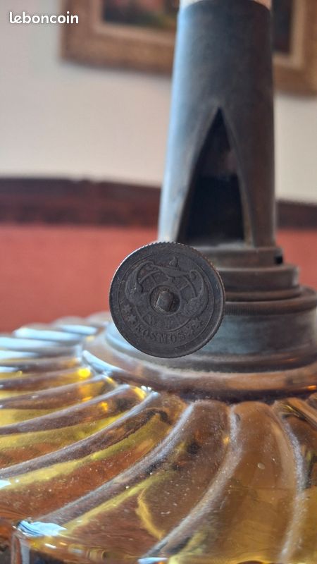 Superbe Lampe à Pétrole (Assemblage Postérieur) avec Élégant Corps en Faïence de Gien (Modèle 1872) (image 8)