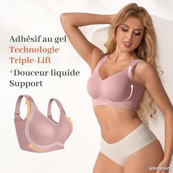 Soutien-gorge Jelly Push-up Femme – Sans Couture, Sans Armatures, Bretelles Réglables – Respirant, Maintien Doux – Idéal Quotidien Et Gym Légère