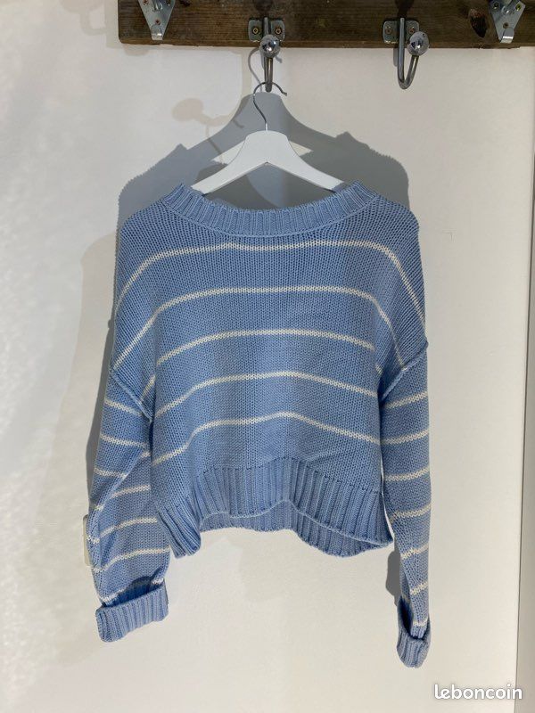 Pull à Capuche Femme Bonmarché – Bleu Rayé, Taille XL, Boutons – Très Bon état