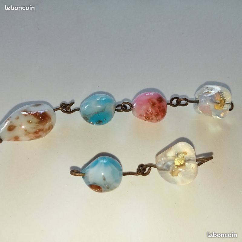 Boucles D'oreilles Vintage Fantaisie - Style Années 70 - Occasion - État Correct