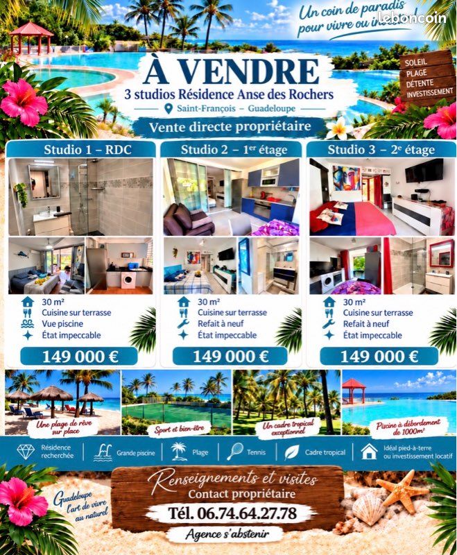 Appartement 2 pièces 30 m² · à Saint-François · 30 m² · 149 000 €