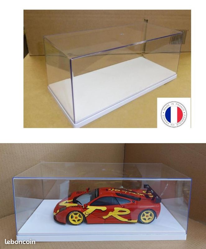 Lot De 4 Boîtes Vitrines 1/18 Bfc-Box - Socle Blanc - Made In France, Neuf