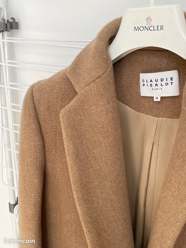 Manteau mi long laine mélangée Claudie Pierlot camel Vêtements