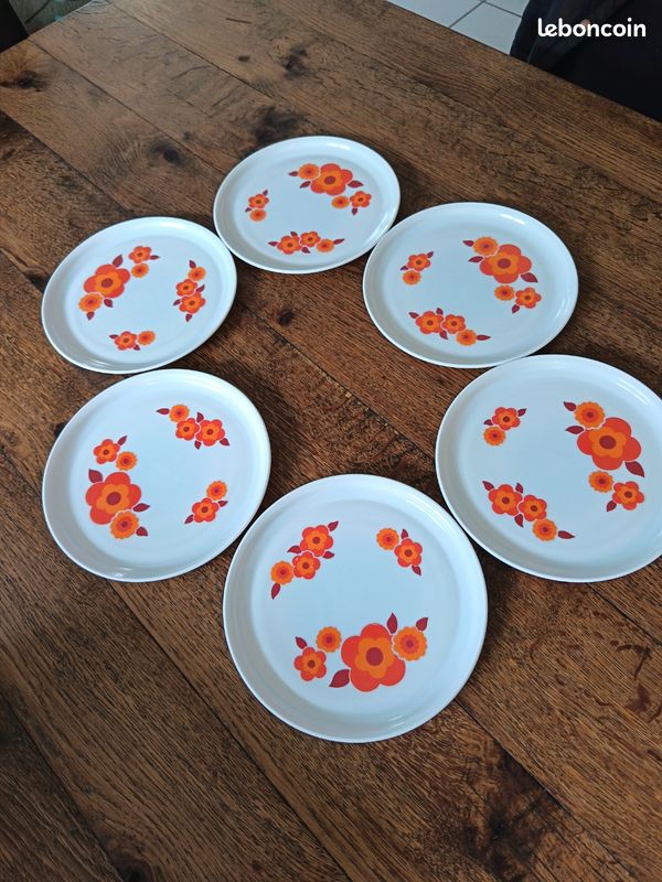 Lot De 6 Assiettes Plates Arcopal Lotus – Verre – État D'Occasion (Usure Superficielle)