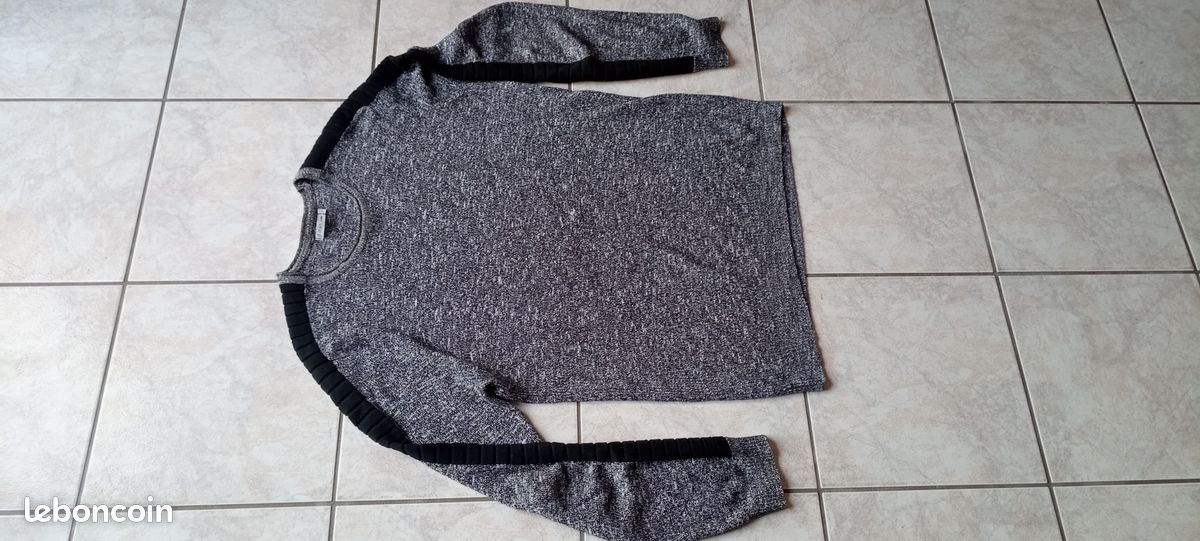 Pull léger gris chiné- homme taille L (image 2)
