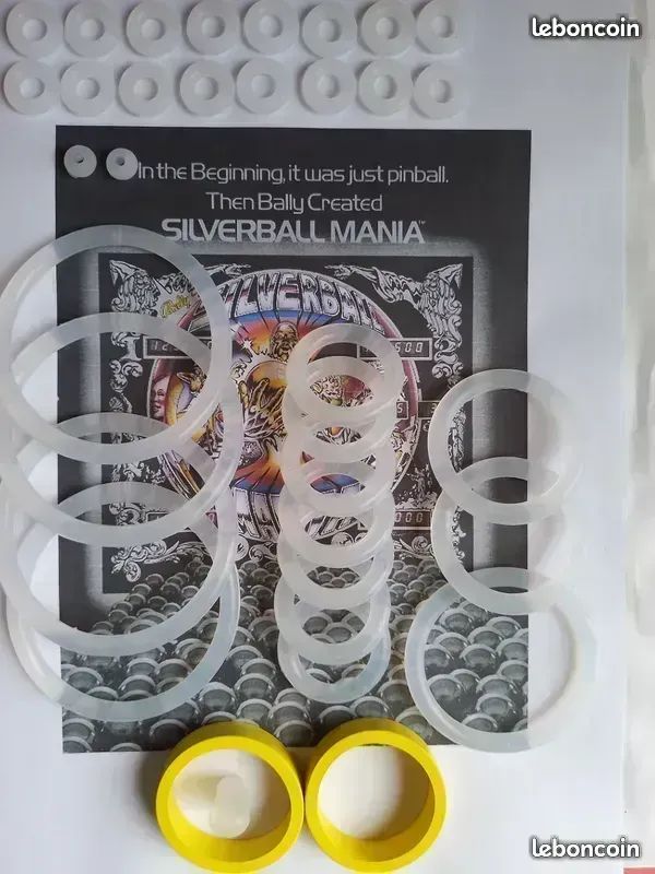 Kit De Rechange Pour Flipper Bally Silverball Mania - Élastiques Et Doigt De Flipper Jaune - Neuf