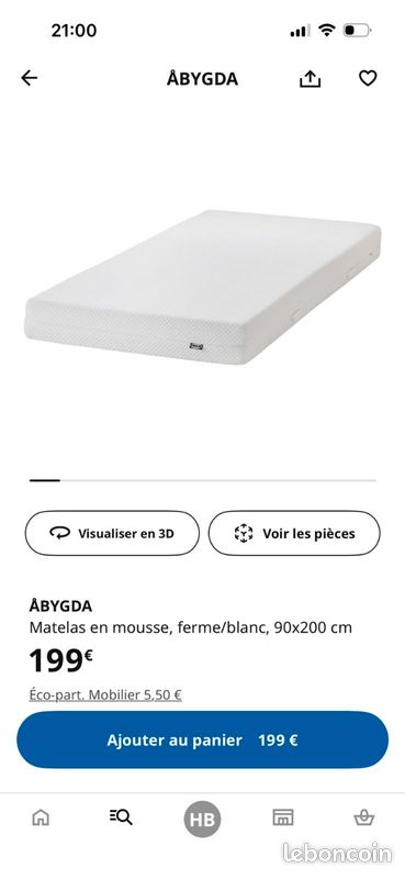 1 lit Ikéa 90x190 avec sommier et matelas (image 5)