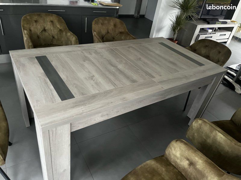 Table salle à manger en chênes gris BOSTON (image 2)