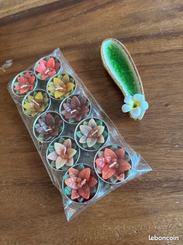 Joli ensemble bougie fleur et son porte-bougie en céramique (image 9)