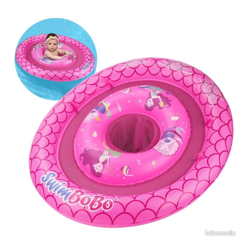 Flotteur Piscine Gonflable Swimbobo – Voiture De Sport Bleue – Avec Auvent UPF 50, Volant Et Klaxon – Pour Tout-petits
