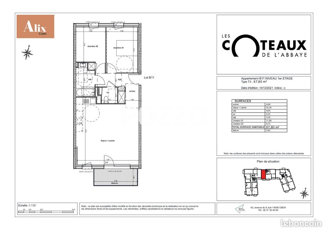 Appartement 3 pièces 67 m² · à Caen · 67 m² · 919 €/mois