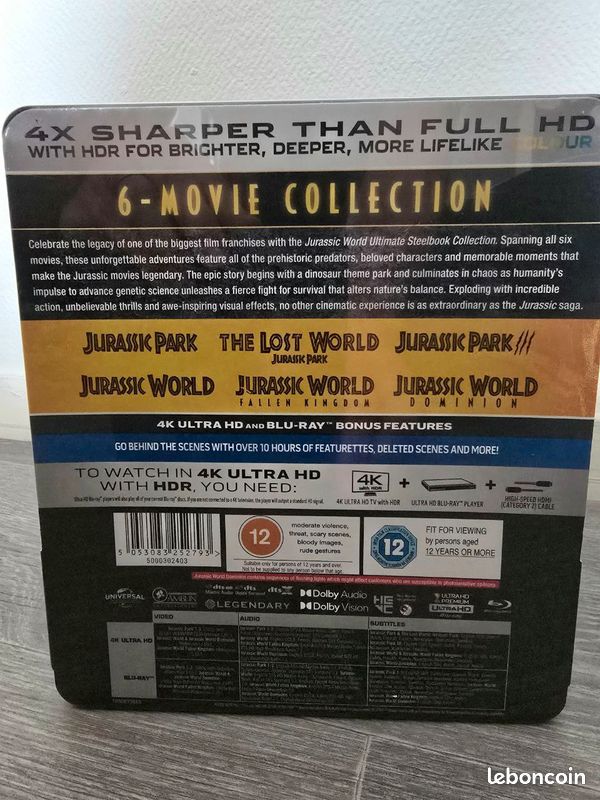 Coffret 6 Films Jurassic World Ultimate Steelbook Collection 4K Ultra HD - Neuf sous Blister (image 8)