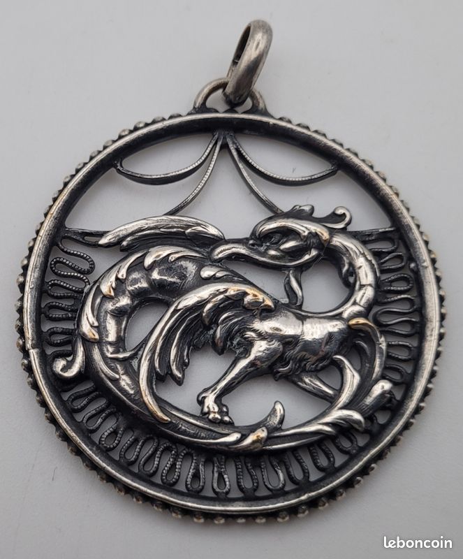 PENDENTIF BRELOQUE Ancien Fleur Art Nouveau Jugendstil Or