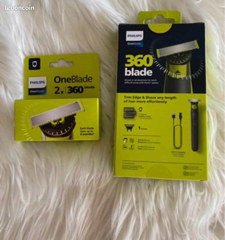 Rasoir Philips 360 One Blade complet neuf avec 1 blade et en plus vendu avec une boîte 2 lames neuves supplémentaires (image 3)