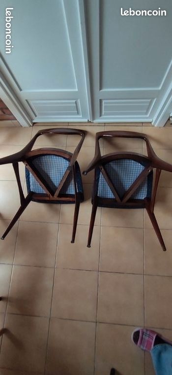 2 chaises année 1950 1960a ressort (image 2)