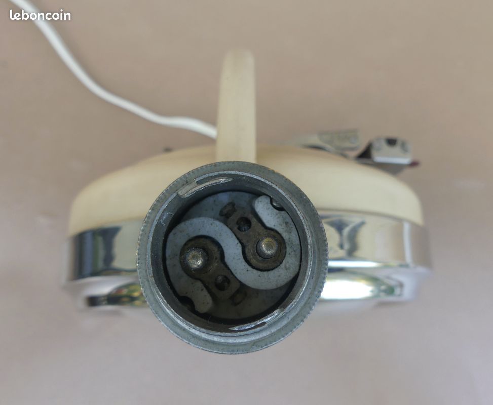 Ancien réveil lampe de chevet JAZ LAMPIC / JAZIC rare vintage FONCTIONNE abat-jour lamelles plastique années 50 (image 11)