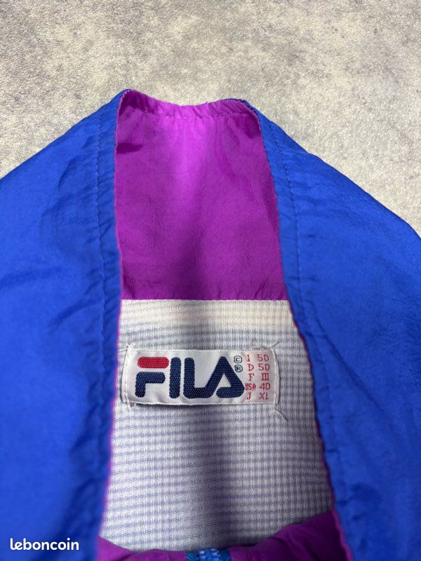 Veste Fila vintage 80s bleu coupe large logo brodé - XL (image 5)