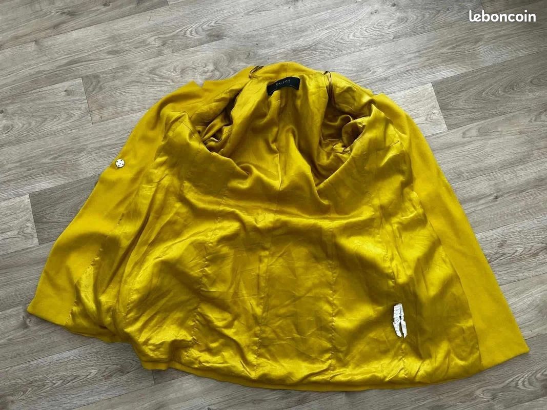Blazer Long veste Zara Basic Jaune Moutarde Taille M 38 Élégant & Structuré (image 3)