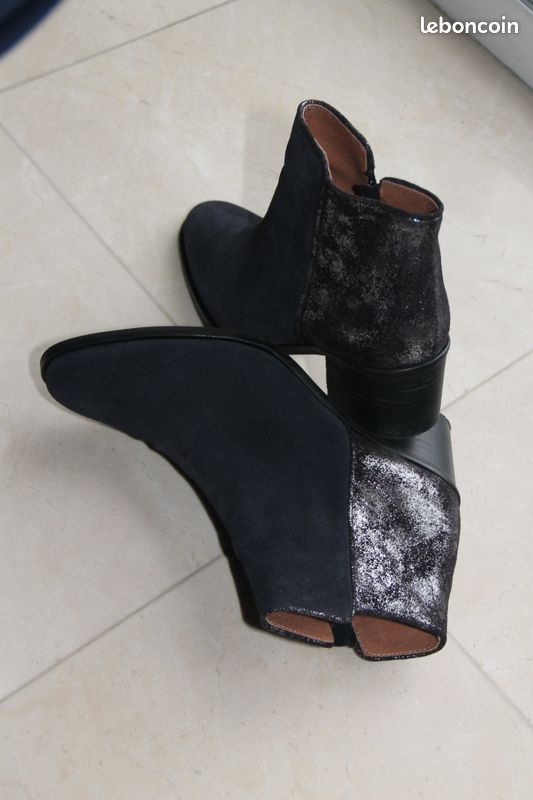 Boots femme nubuck bleu marine Chaussures