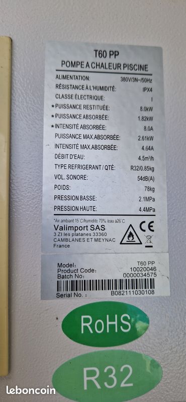 Pompe à chaleur piscine 10 KW Triphasé (image 3)