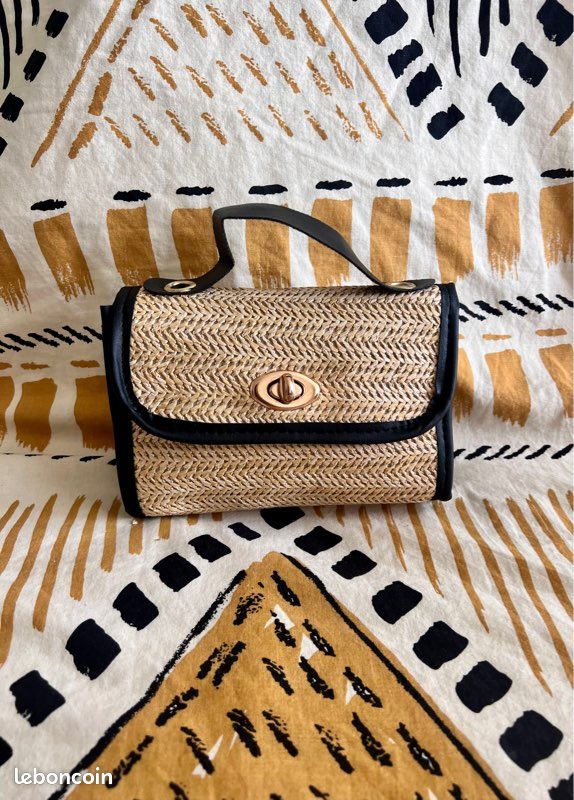 ☀️ Sac à main bandoulière & pochette 2 en 1 en paille & cuir noir pour un style bobo chic cet été (image 19)