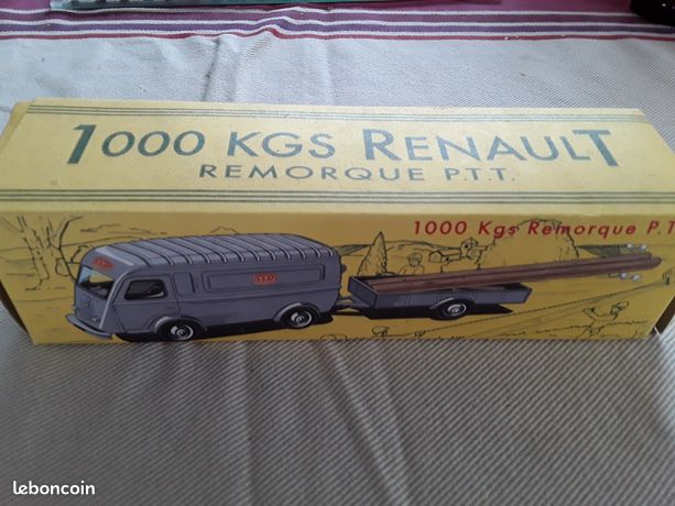 CIJ France – Renault 1000 KG PTT Avec Remorque – Modèle Miniature Complet – Occasion