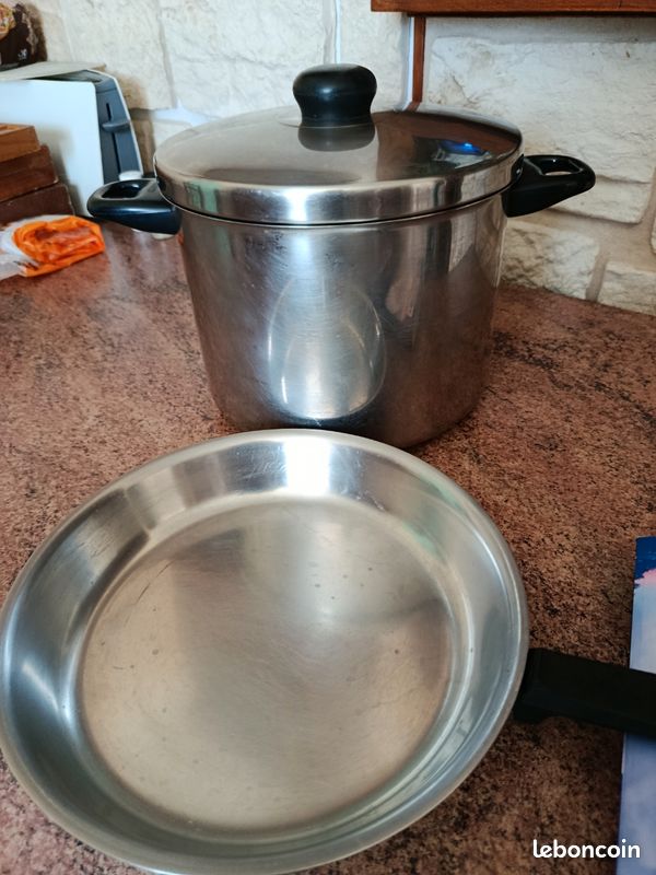 Poêle 27 cm et faitout 26 cm avec couvercle et triple fond (image 1)
