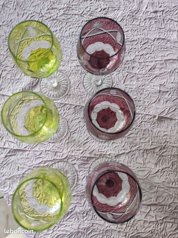 Lot de 6 verres ROEMER Vintage en cristal taillé coloré.Pologne (image 2)