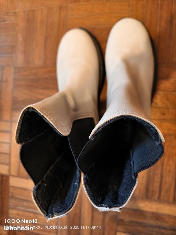 Bottines Chelsea à plateforme beige - Pointure 40 (image 1)
