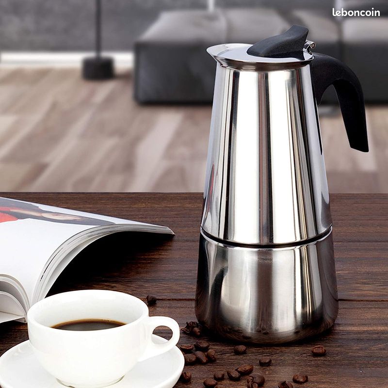 Machine Cafetière Italienne stand éléctrique portable tasses Café Acier Inoxydable contenence 450ML (image 1)