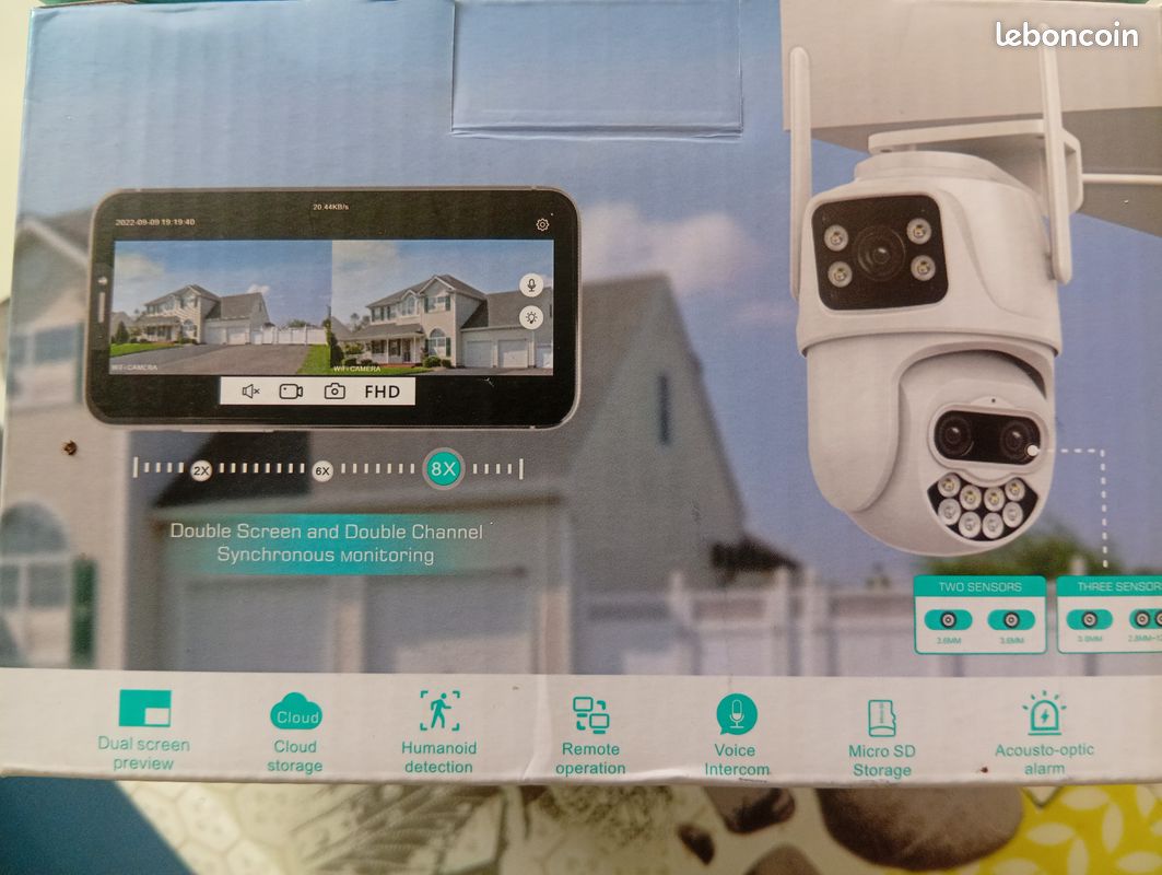 Kit 4 cameras wifi double objectifs 8MP 360° PTZ NEUVES (image 1)