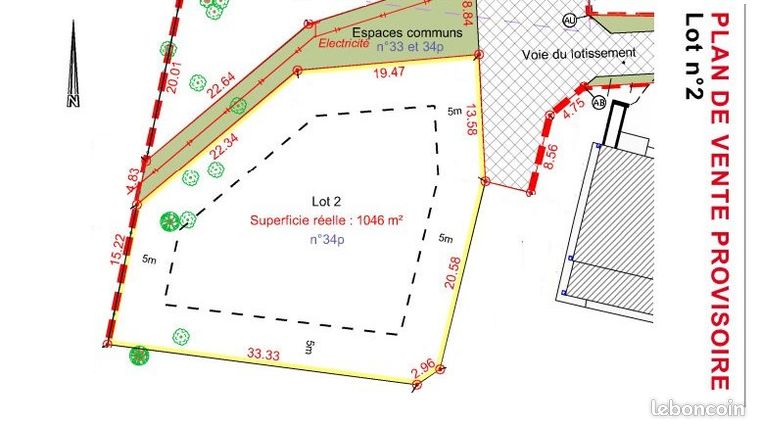 Terrain 1046 m² SAINT JEAN DE MARSACQ