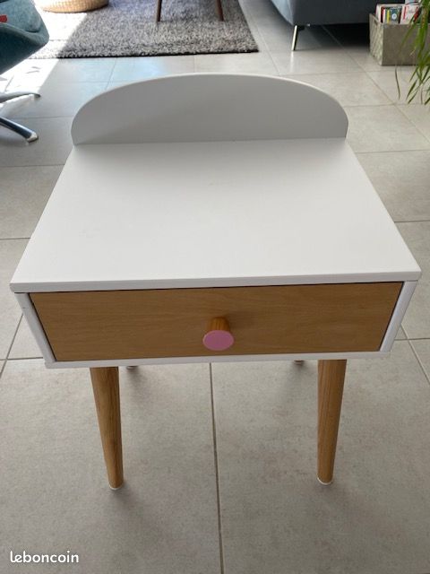 Table de chevet enfant - LIGNE CONFETTI - Blanc (image 1)