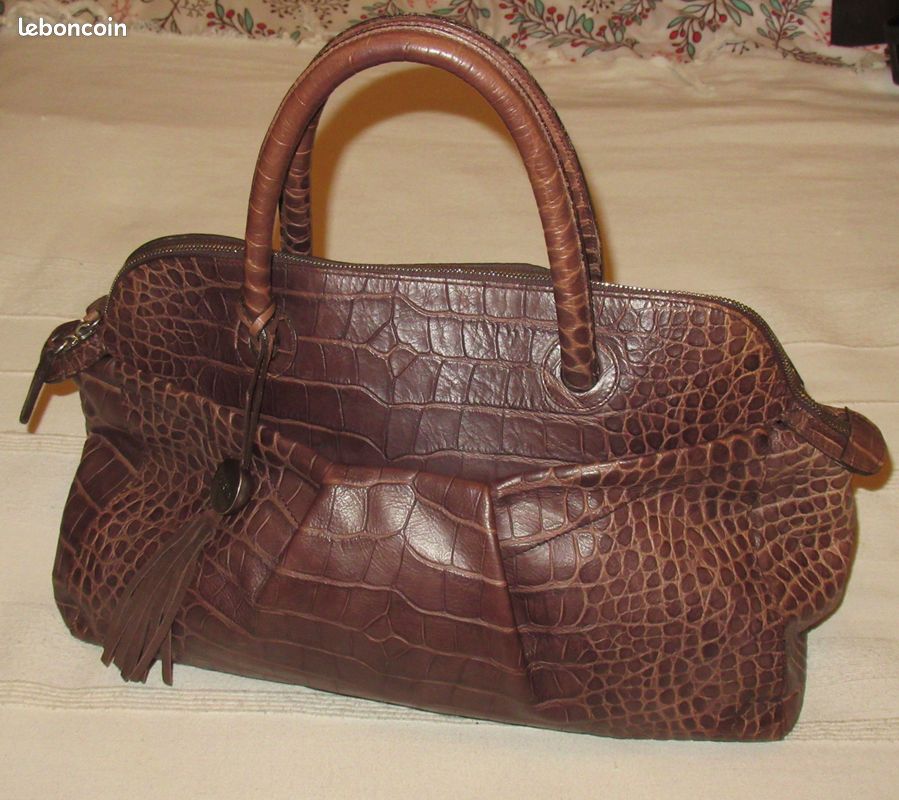 Sac à Main Vintage FURLA En Cuir Et Toile - Noir - Occasion élégant