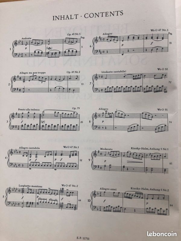 Partition de piano, Beethoven, sonate pour clavier (image 3)
