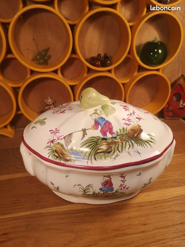 Soupière en Faïence Décor Chinoiseries Peint Main (image 9)