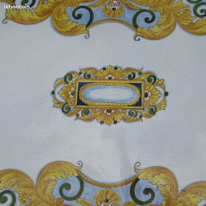 Modèle unique Table de Salle à manger ou de Jardin plateau émaillé peint à la main style Versace (image 7)