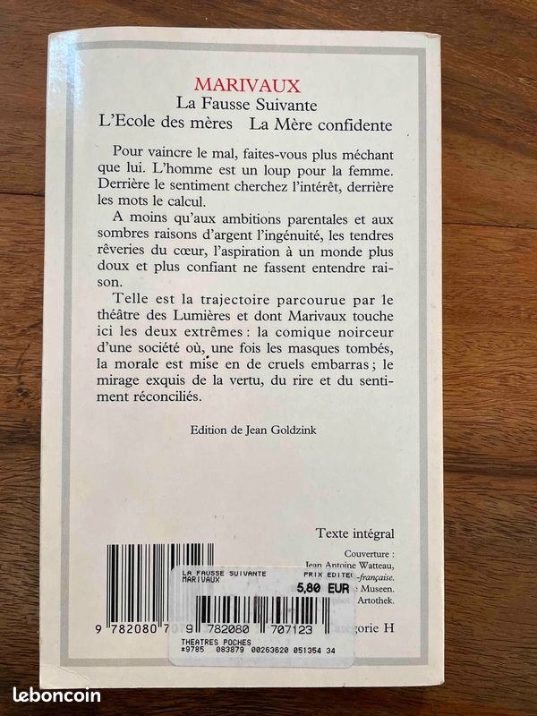 Livre de poche Marivaux "La fausse suivante-L'écoles des mères-La mère confidente" (image 2)
