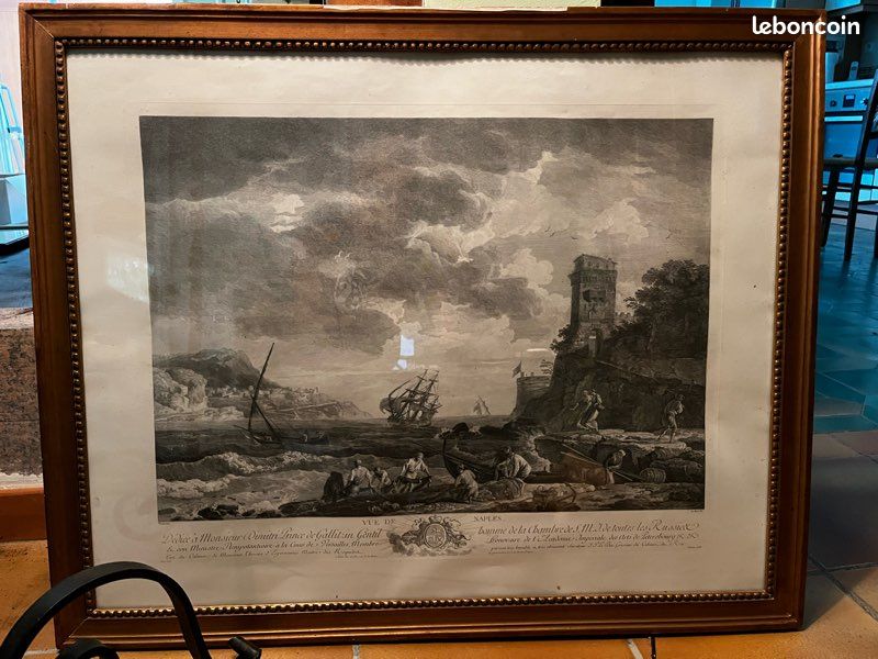 Cadre vue de naples dédié à Monsieur le prince Dimitri de gallitzine (image 1)
