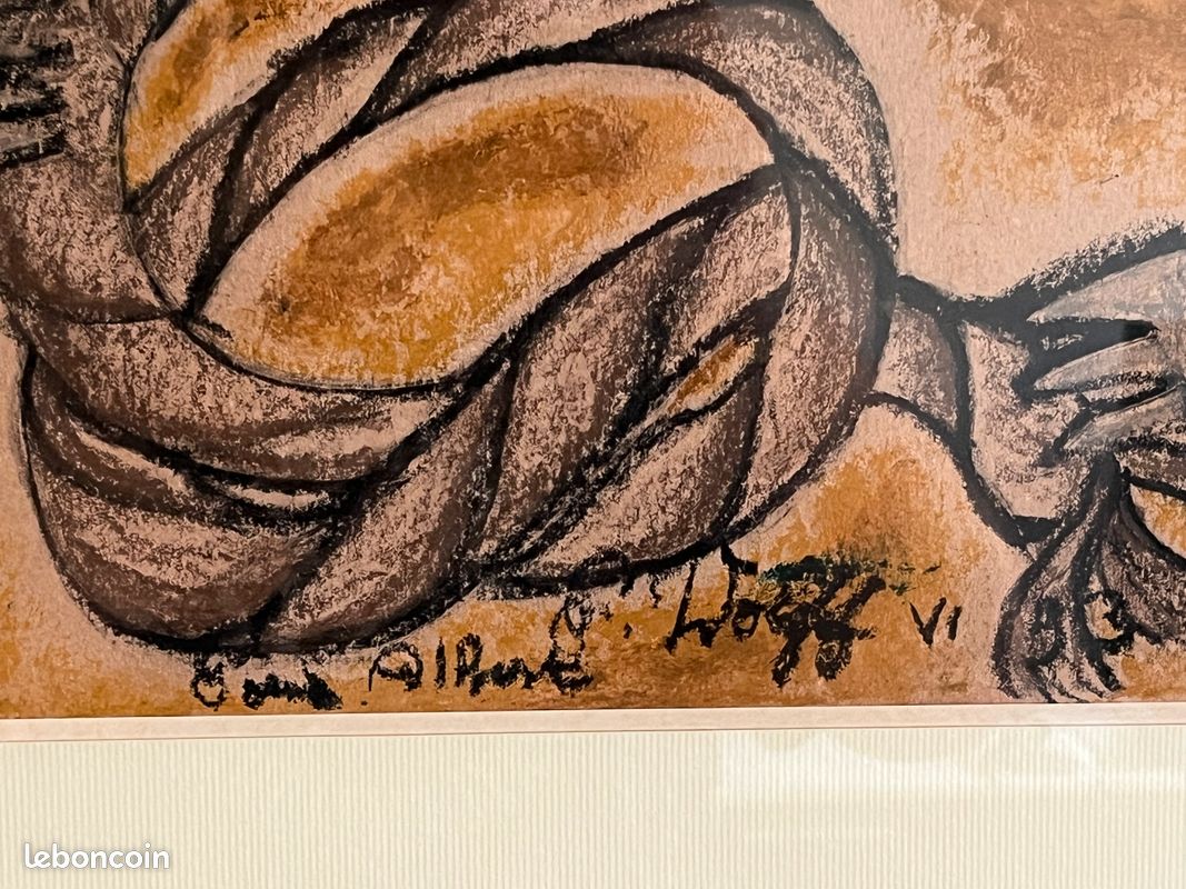 AE006 : Pastel signé Albert Wolff "Nœud de corde" 1990 (image 3)