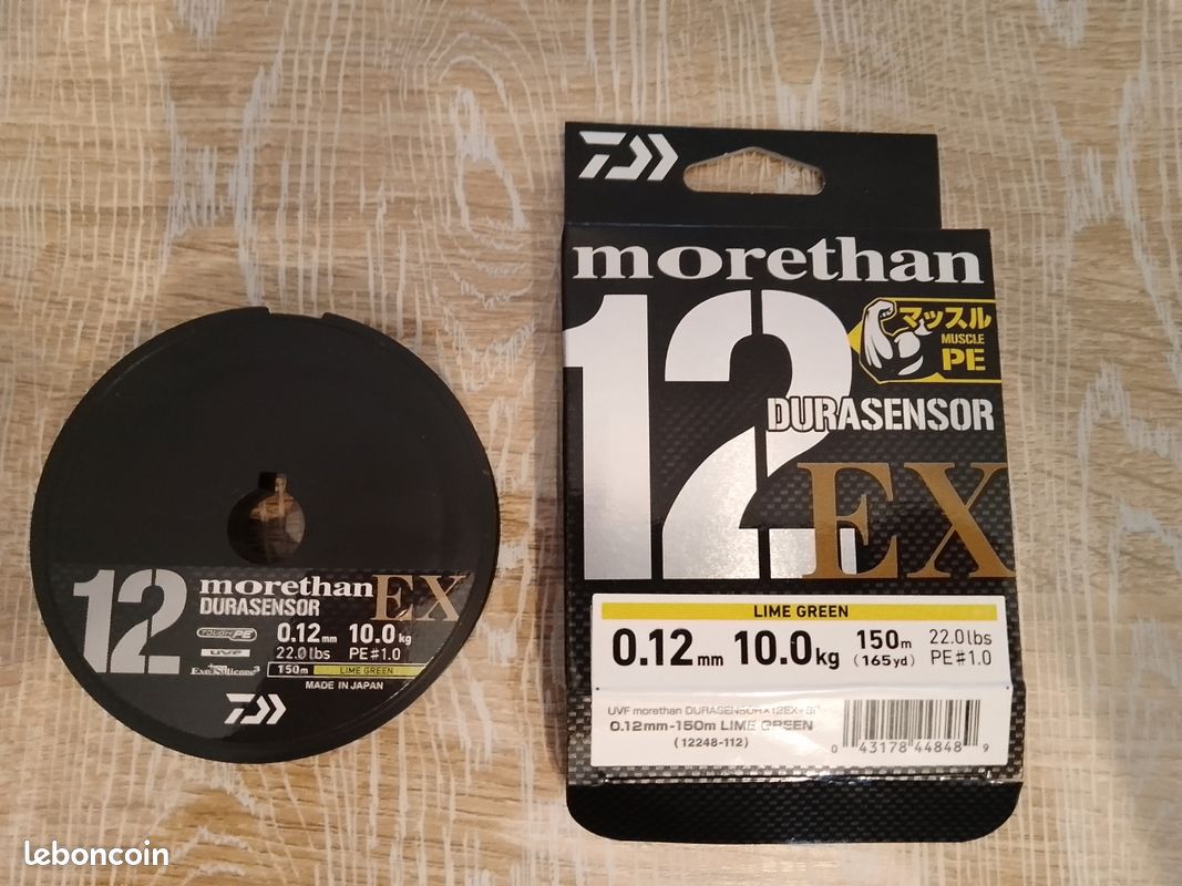 Ligne Tresse Daiwa Morethan Durasensor 12-Braid EX+Si3 - Vert Citron 150m - Neuf 2026