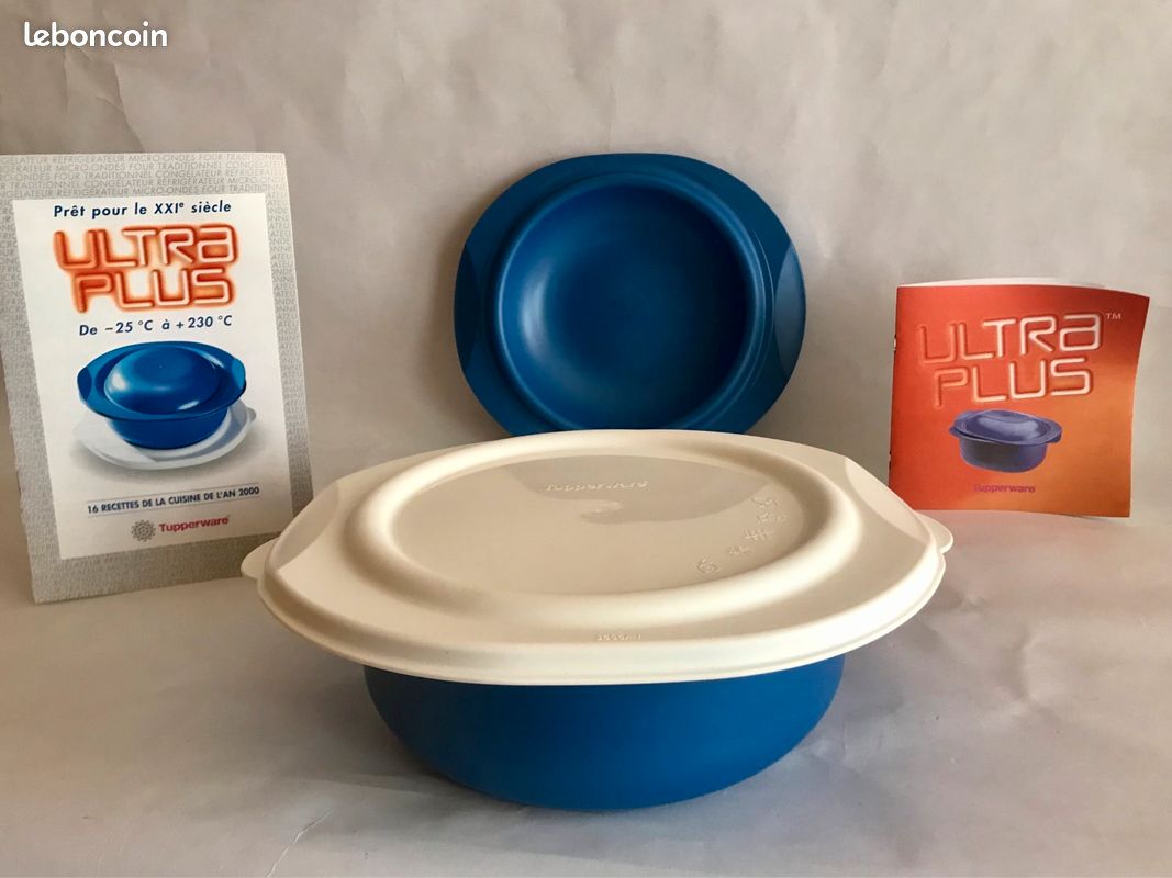 Neuf dans emballage - Cocotte Ultra Plus ronde, 2 litres, pour cuisson four traditionnel ET micro ondes ET congélation, + notice + livret de recette + couvercle de conservation, Tupperware (image 9)