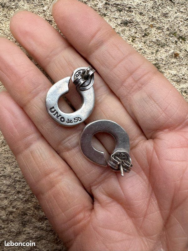 Lot De 2 Paires Boucles D'oreilles Fantaisie Métal Argenté - Dont 1 Paire Style Mexico - Pendantes Dormeuses