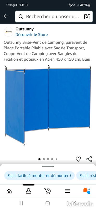 Paravent De Camping Outsunny - Brise-vue Et Vent, 440x140 Cm, Panneaux Transparents, Avec Sac - Gris