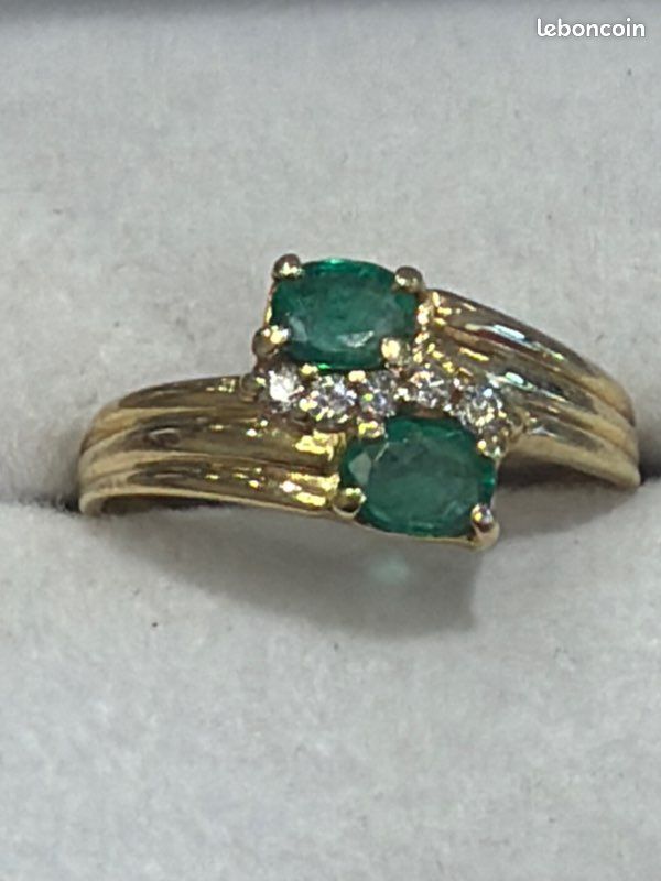 Bague OR 18 K diamants Émeraudes (image 1)